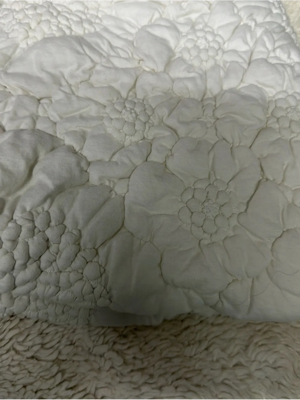Anthropologie Euro sham 26”x26” Plush Floral Quilted - White 100% Cotton
